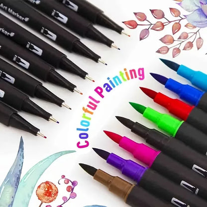 Vibrant Double-Ended Watercolor Markers – Art Set for Drawing