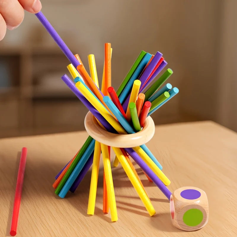 Montessori Wooden Board Game Colorful Sticks Dice Game