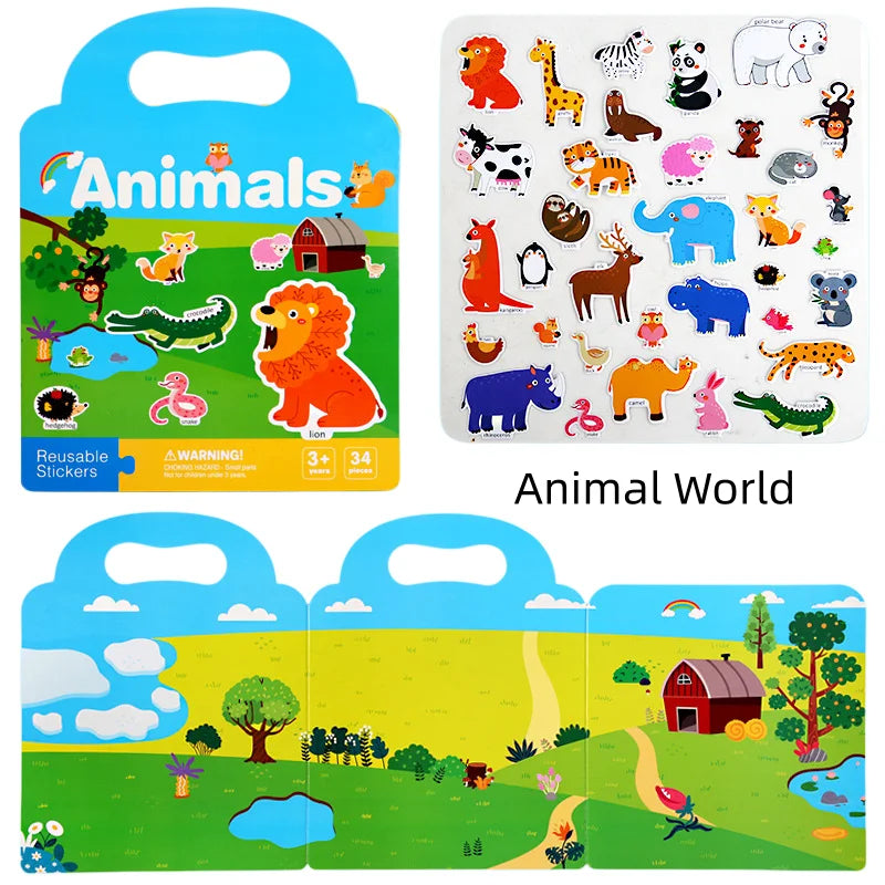 Reusable Toddler Sticker Books 6 Pack | Portable Puffy Bubble