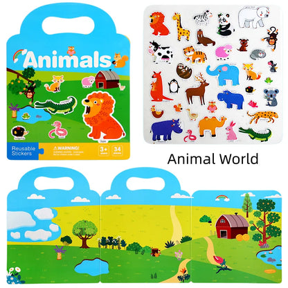 Reusable Toddler Sticker Books 6 Pack | Portable Puffy Bubble