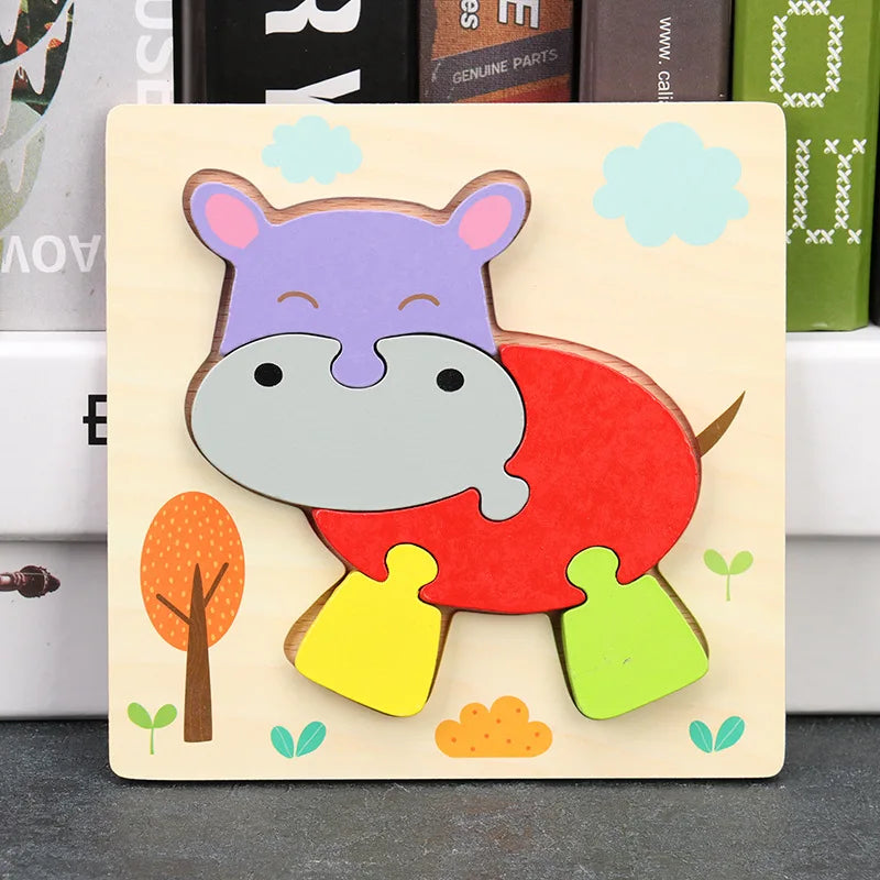 Baby High Quality 3D Wooden Puzzles Educational Cartoon
