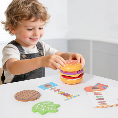 Montessori Wooden Hamburger Stacking Pretend Play Toy
