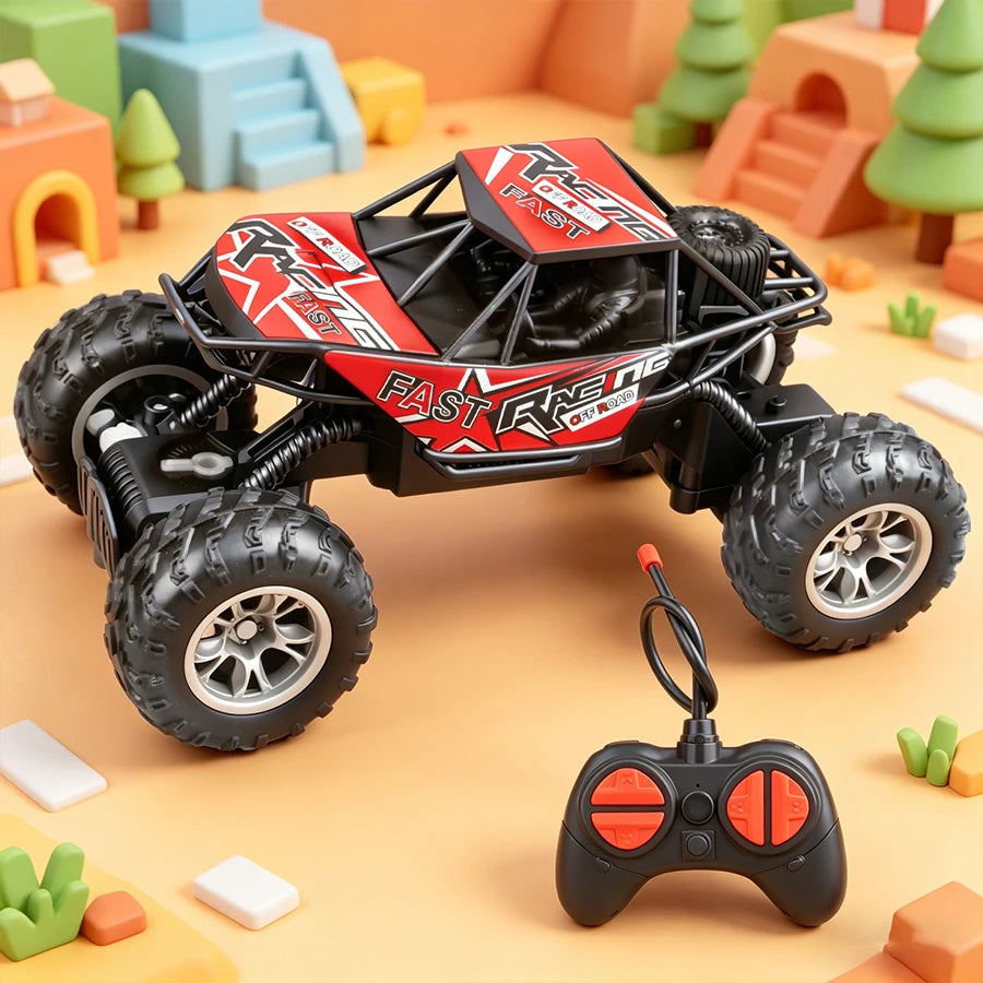 4-Way Remote Control Car with Lights, Anti-Slip Rubber Tires