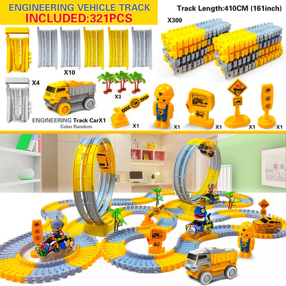 Electric Flexible Track Car Engineering Toy Set