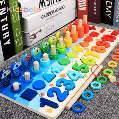Montessori Wooden Math Fishing Counting Puzzle Toy